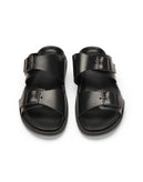 8 Leather Buckle Strap Slide Sandals US9 EU42 UK8 Black Made in Italy gallery photo number 4