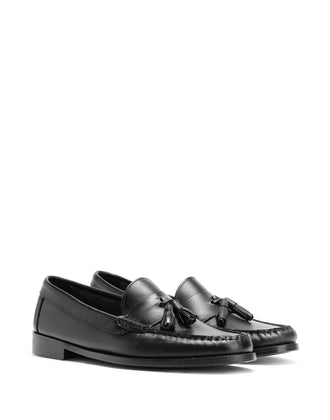 RRP €150 8 Leather Loafer Shoes Size 43 UK 9 US 10 Black Tassels Made in Italy gallery photo number 1