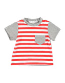 NINALUNA T-Shirt Top Size 9M Melange Striped Chest Pocket Made in Italy gallery photo number 1
