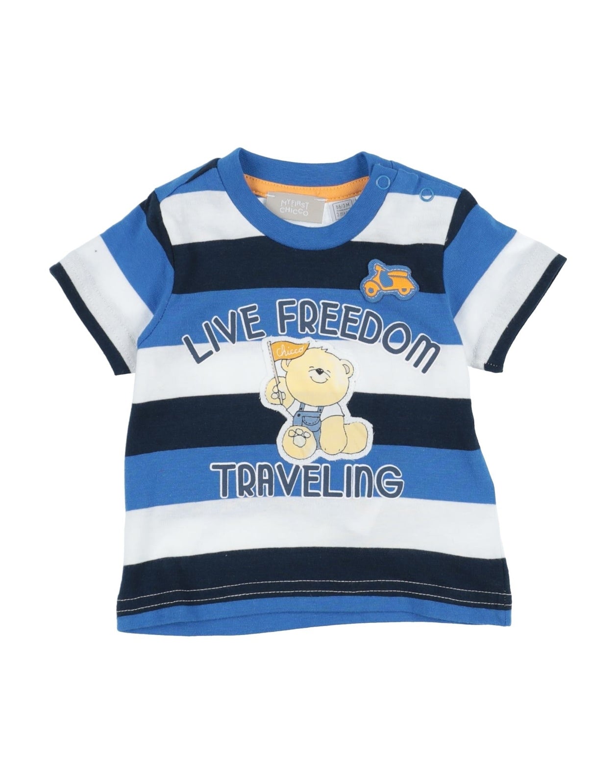MY FIRST CHICCO T-Shirt Top Size 3M / 56CM Striped Teddy Bear Patch gallery main photo