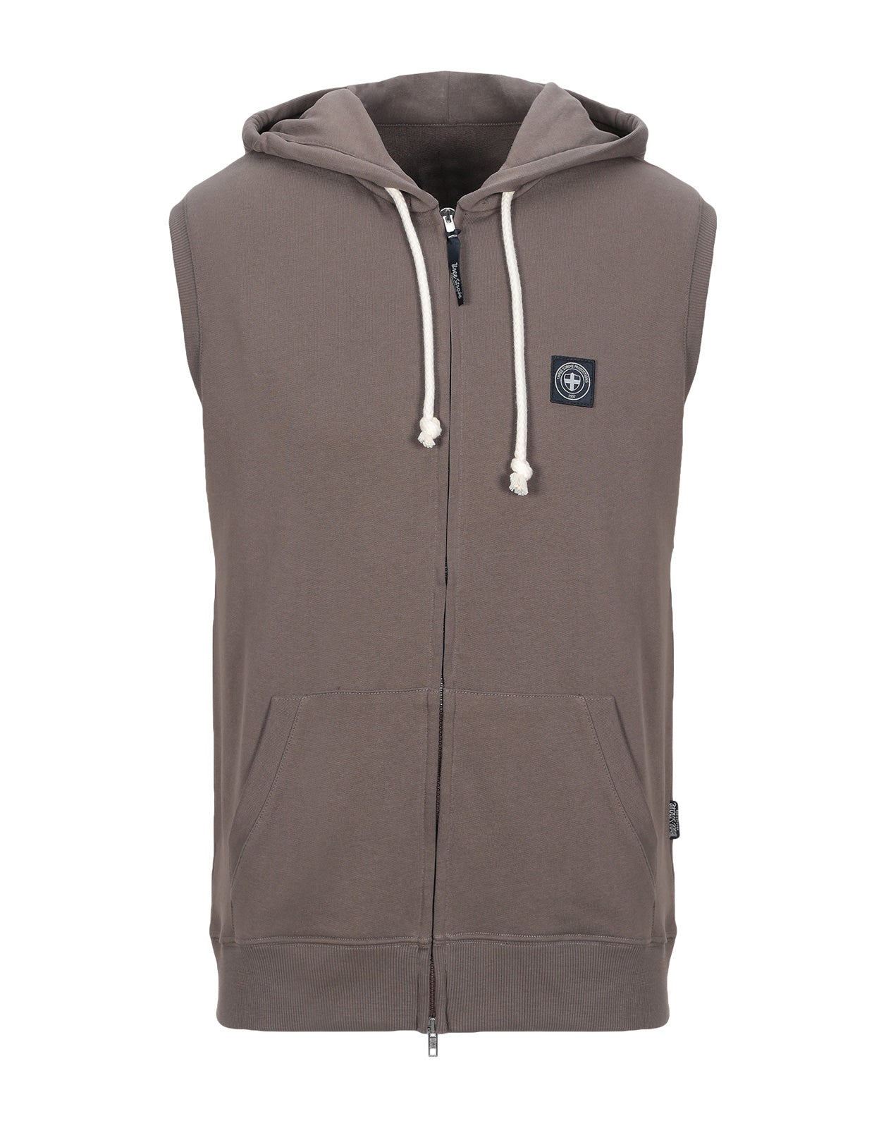 RRP€120 THREE STROKE Hoodie Size L Logo Patch Zipped Front Drawstring Sleeveless gallery main photo