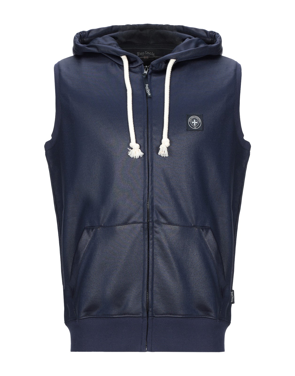 THREE STROKE Full Zip Hoodie Size M Coated Effect Sleeveless Made in Italy gallery main photo