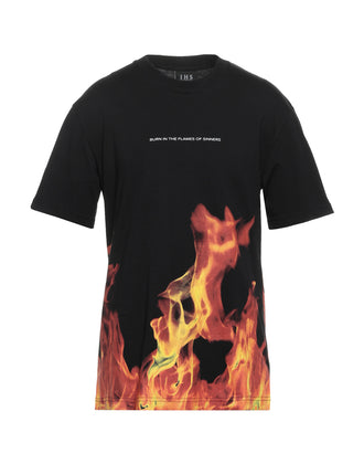 IHS T-Shirt Top Size S Coated Flames Printed Inscription Short Sleeve gallery photo number 1