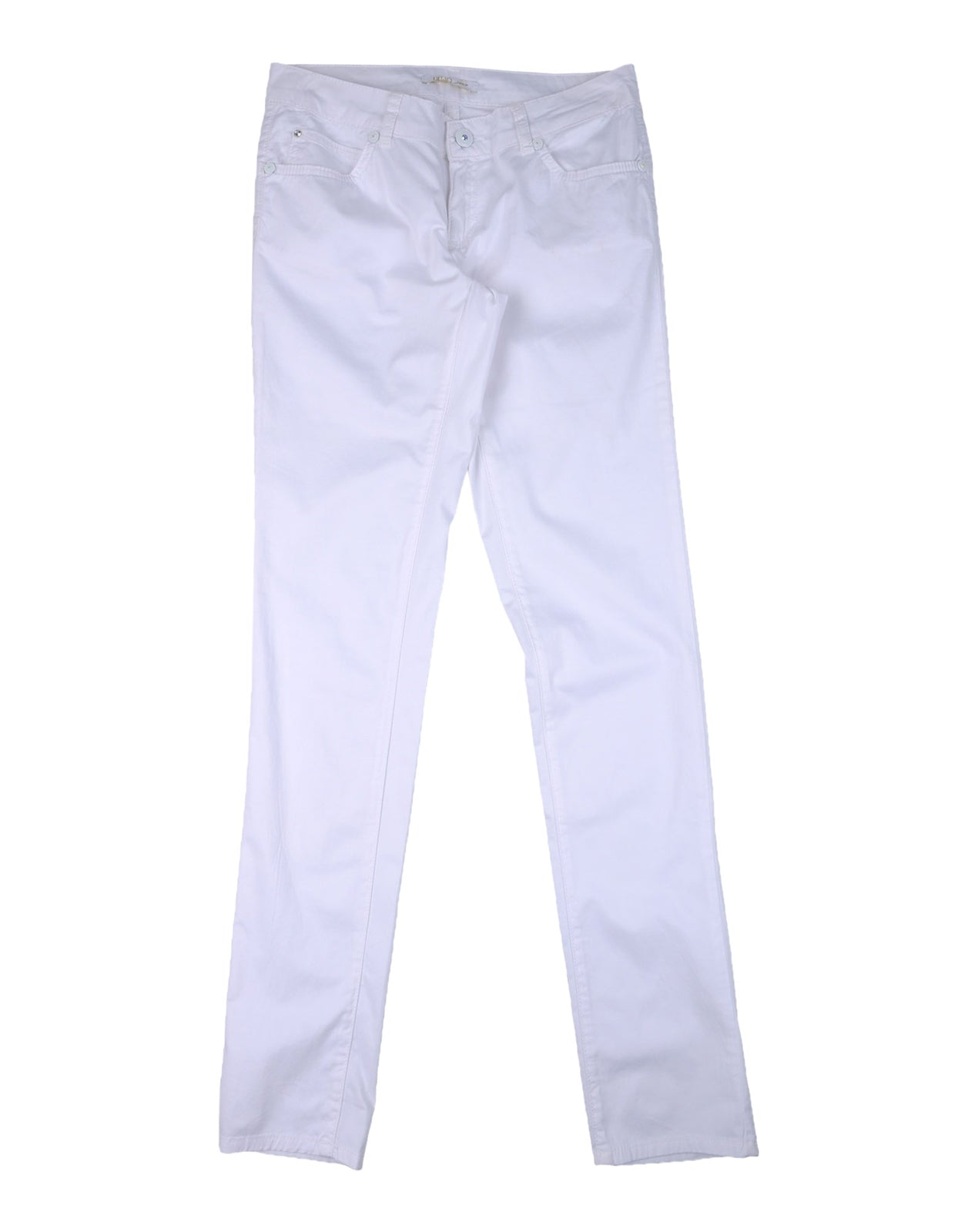 LIU JO JUNIOR Trousers Size 16Y / 170CM White Rhinestones Zip Fly Belt Loops gallery main photo