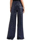 RRP €1210 ROLAND MOURET Fabien Sequined Trousers US4 UK8 S Blue Wide Leg gallery photo number 3