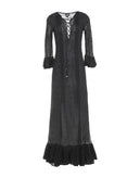 RRP €665 JUST CAVALLI Maxi Knitted Flounce Dress Size XS Lame Effect Lace Up gallery photo number 1