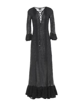 RRP €665 JUST CAVALLI Maxi Knitted Flounce Dress Size XS Lame Effect Lace Up gallery photo number 1