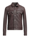 RRP €405 BOLONGARO TREVOR Grainy Leather Shirt Jacket Size S Padded Snap Front gallery photo number 3