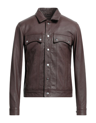 RRP €405 BOLONGARO TREVOR Grainy Leather Shirt Jacket Size S Padded Snap Front gallery photo number 3