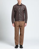 RRP €405 BOLONGARO TREVOR Grainy Leather Shirt Jacket Size S Padded Snap Front gallery photo number 1