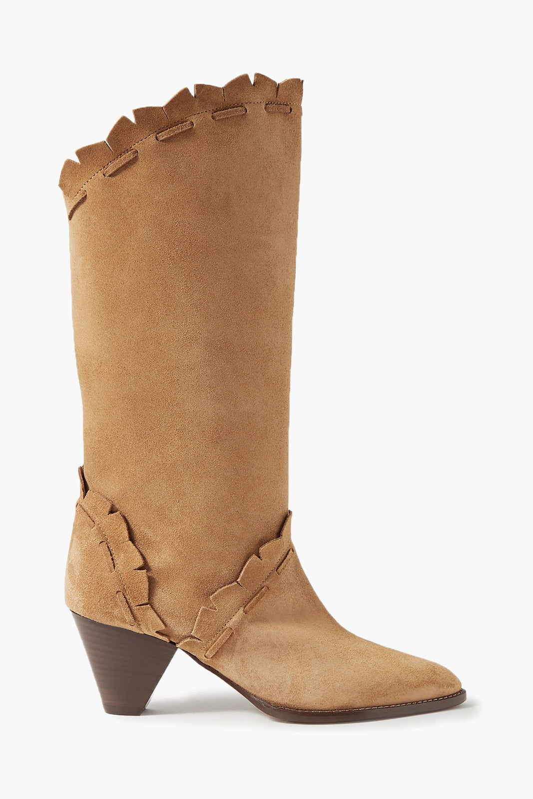 RRP €890 ISABEL MARANT Suede Leather Mid-Calf Boots US7 EU37 UK4 Scalloped Trim gallery main photo
