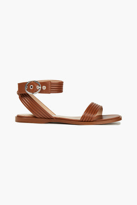 RRP €249 CLAUDIE PIERLOT Leather Flat Sandals US6 UK3 EU36 Brown Ankle Strap gallery photo number 2