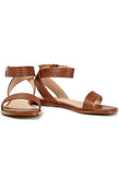 RRP €249 CLAUDIE PIERLOT Leather Flat Sandals US6 UK3 EU36 Brown Ankle Strap gallery photo number 1