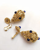 KENNETH JAY LANE Dangle Clip On Earrings Cut Out Baroque Drop Gold Tone gallery photo number 6