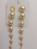 8 Faux Pearls Drops Earrings Two Tone Post Back Closure gallery photo number 5