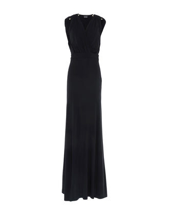 RRP €510 JUST CAVALLI Column Dress IT44 US8 UK12 L Black Slit Back Made in Italy gallery photo number 1