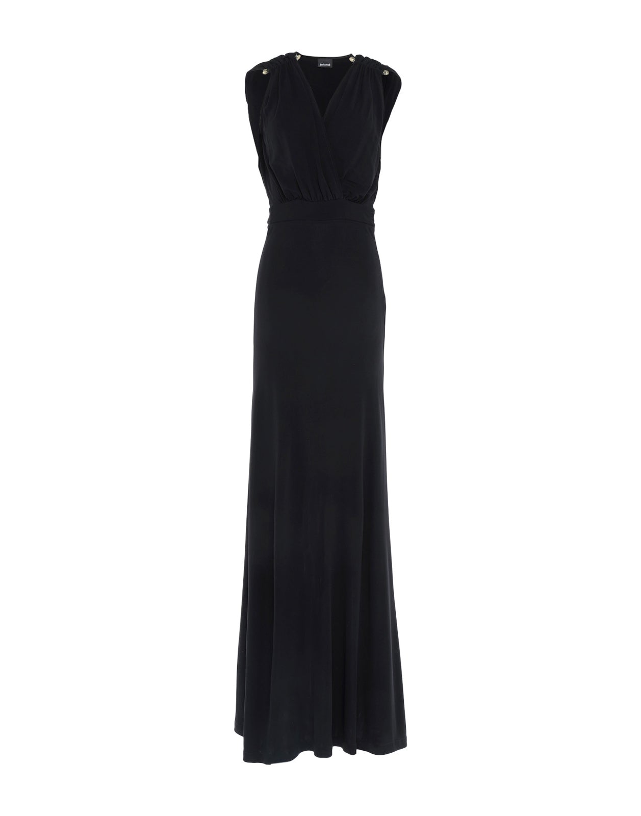 RRP €510 JUST CAVALLI Column Dress IT44 US8 UK12 L Black Slit Back Made in Italy gallery main photo