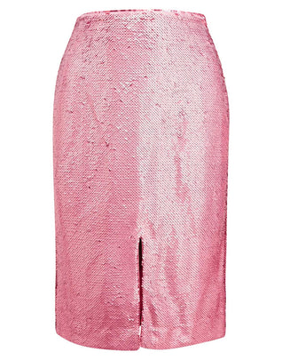 RRP €215 GANNI Pencil Skirt Size EU 38 M Fully Lined Reverse Sequins Split Front