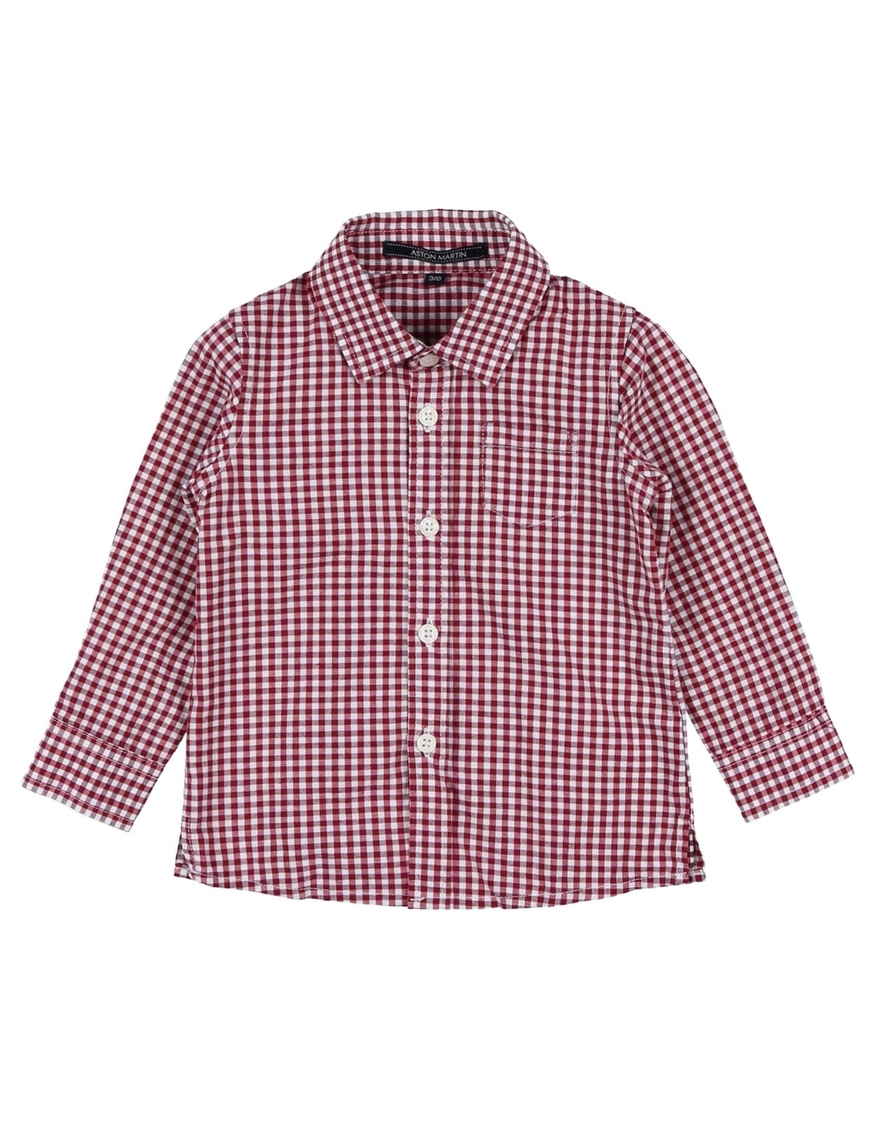 ASTON MARTIN Shirt Size 3-6M Gingham Pattern Long Sleeve Regular Collar gallery main photo