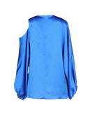 RRP €550 TIBI Satin Top Blouse Size M Cold Shoulder Dolman Sleeve Crew Neck gallery photo number 2