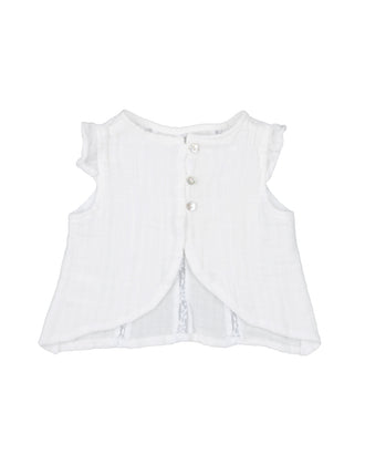 TOCOTO VINTAGE Top Blouse Size 9M Lace Trim Button & Split Back Short Sleeve gallery photo number 2