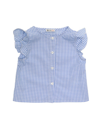 8 KIDS Top Blouse Size 3Y Gingham Pattern Ruffle Trim Made in Italy gallery photo number 1