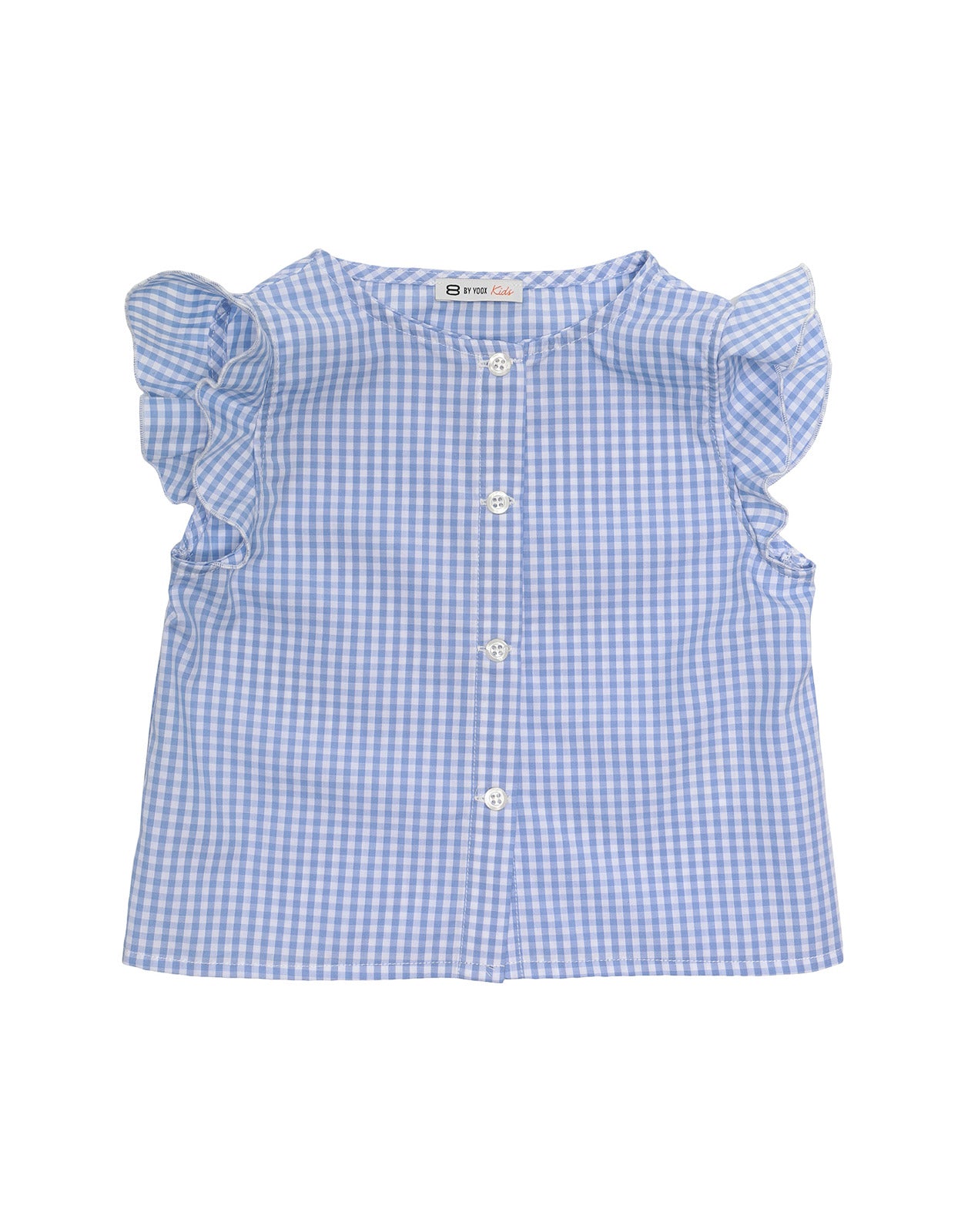 8 KIDS Top Blouse Size 3Y Gingham Pattern Ruffle Trim Made in Italy gallery main photo