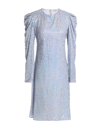 RRP€3175 NINA RICCI Silk A-Line Dress US6 FR38 S Coated Iridescent Draped Sleeve gallery photo number 1
