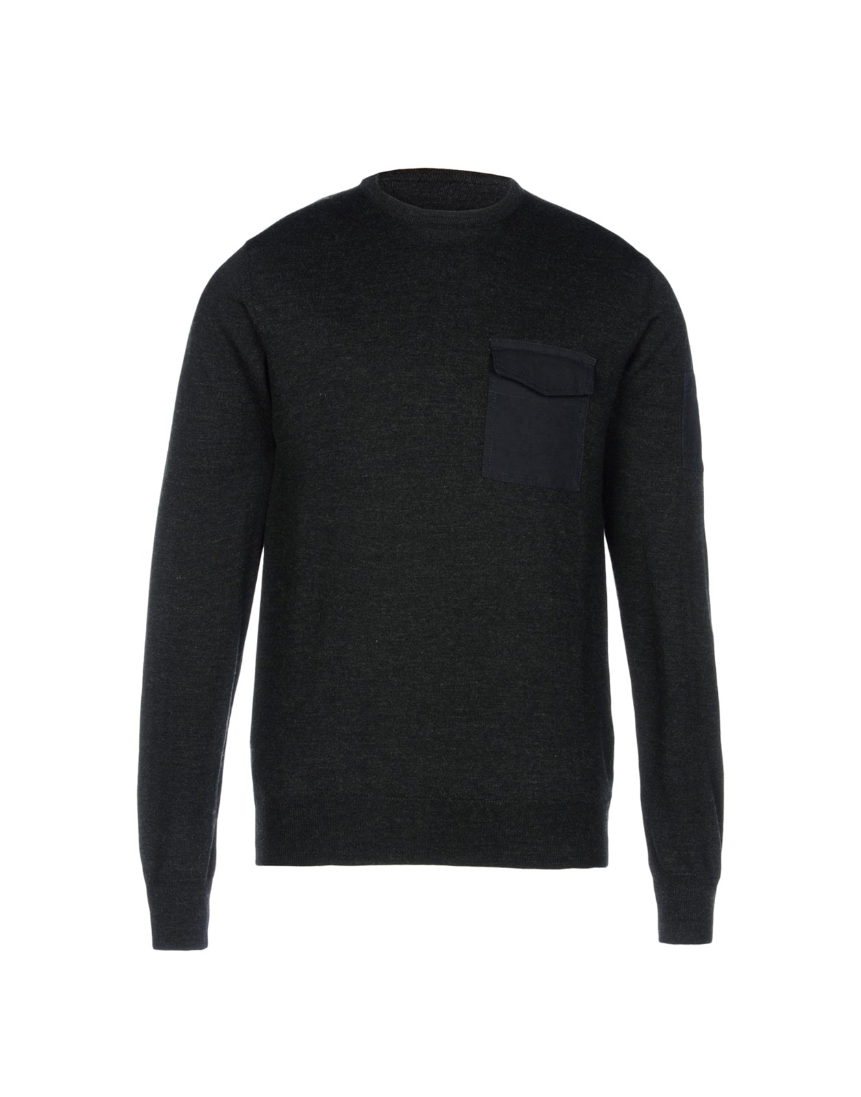 CAMOU By 8 Wool Jumper Size S Melange Utility Pockets Crew Neck Made in Italy gallery main photo