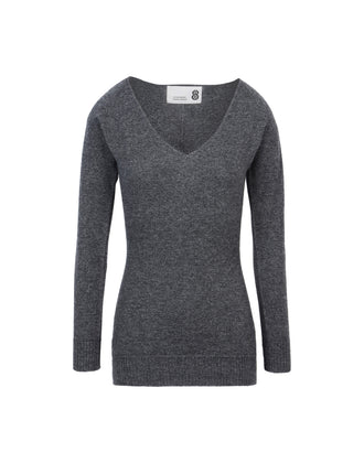 8 Cashmere & Merino Jumper Size S Thin Knit Raw Edges V Neck Made in Italy gallery photo number 1