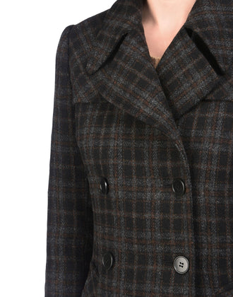 RRP €255 8 Wool Overcoat Size 44 / L Double Breasted Plaid Pattern Made in Italy gallery photo number 5
