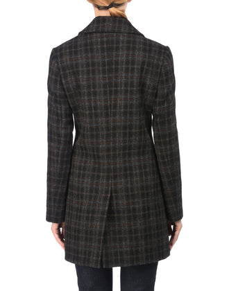 RRP €255 8 Wool Overcoat Size 44 / L Double Breasted Plaid Pattern Made in Italy gallery photo number 4