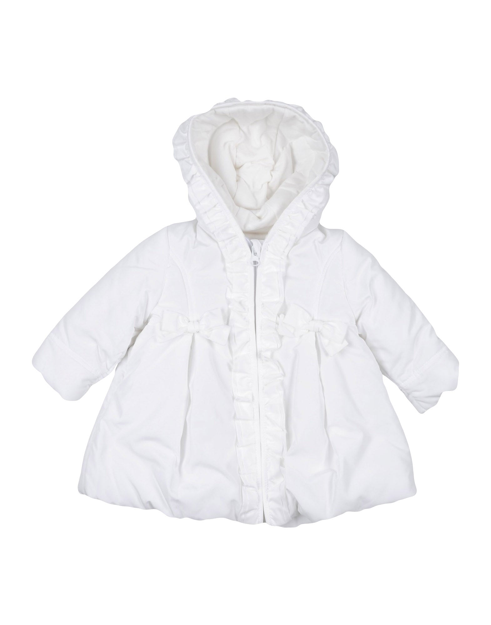 ALETTA Jacket Size 1M Bow Detail Ruffle Trim Full Zip Hooded Made in Italy gallery main photo