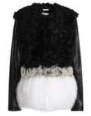 RRP €1595 ASHLEY B. Leather & Lamb Fur Coat Size L Colour Block gallery photo number 4