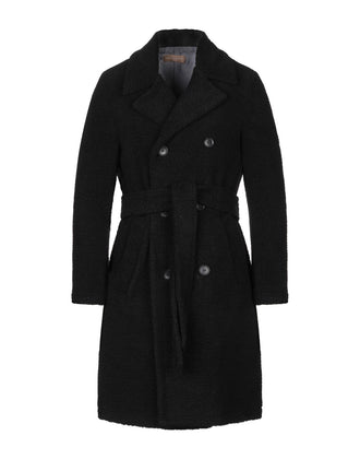 RRP €450 DANIELE FIESOLI Sherpa Overcoat Size L Wool Blend Black Made in Italy gallery photo number 1