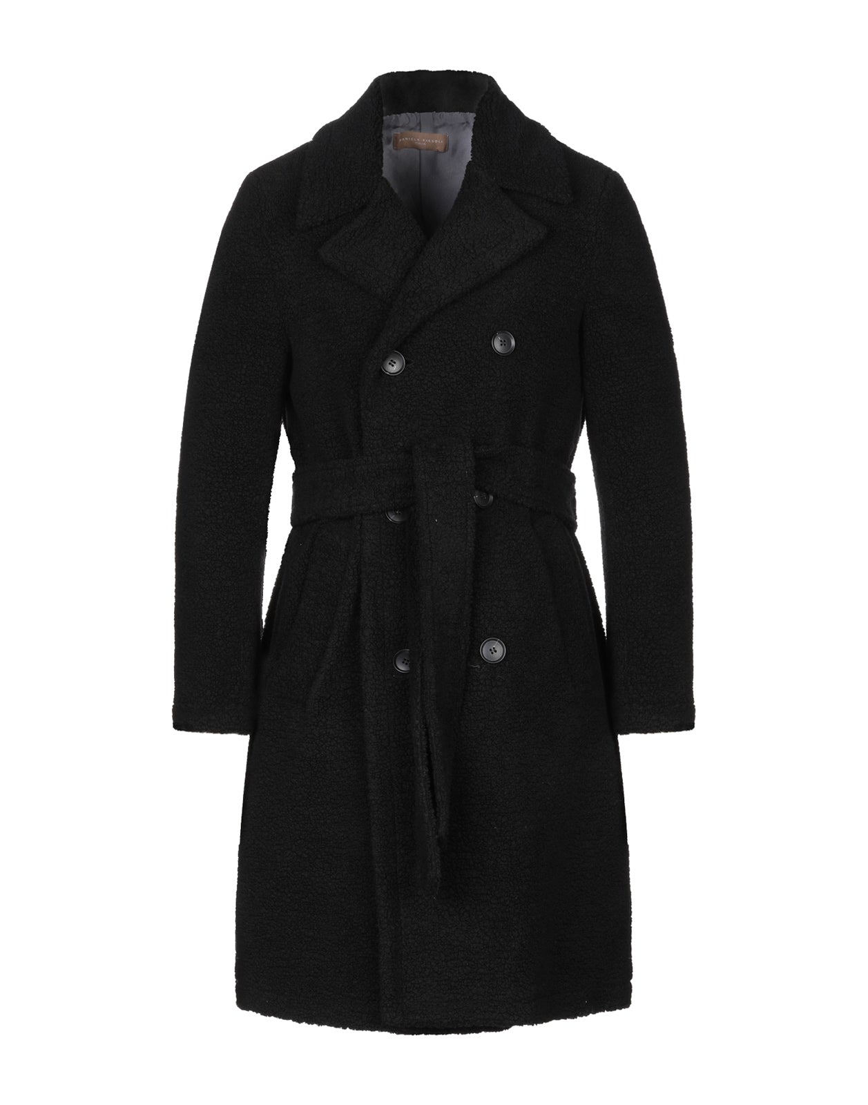 RRP €450 DANIELE FIESOLI Sherpa Overcoat Size L Wool Blend Black Made in Italy gallery main photo