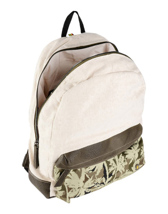 RRP €115 MANUEL RITZ Linen Backpack Large Partly Palm Trees Pattern Zip Closure gallery photo number 1