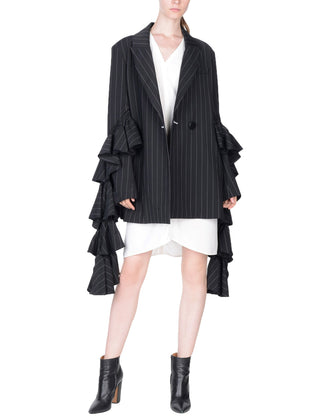 RRP €1980 ELLERY Blazer Jacket Size AU 10 M Wool Blend Silk Lined Ruffle Sleeves gallery photo number 1