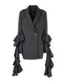 RRP €1980 ELLERY Blazer Jacket Size AU 10 M Wool Blend Silk Lined Ruffle Sleeves gallery photo number 3