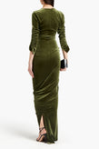 RRP€1025 PREEN By THORNTON BREGAZZI Velour Evening Dress XS Ruched 3/4 Sleeve gallery photo number 2