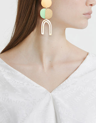 BIANCA MAVRICK Geometric Dangle Earrings Marble Effect Charm RRP €150