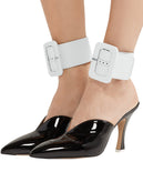 RRP €290 ATTICO Patent Leather Anklets / Cuffs Wide Pin Buckle Made in Italy gallery photo number 1