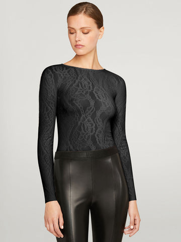 Wolford Louise Long-Sleeve Lace Bodysuit