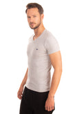 EMPORIO ARMANI T-Shirt Size 50 / L Melange Coated Logo Short Sleeve V-Neck gallery photo number 2