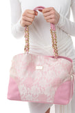 RRP€200 BLUGIRL BLUMARINE Tote Bag Floral Pattern Shiny Partly Chain Handles gallery photo number 2