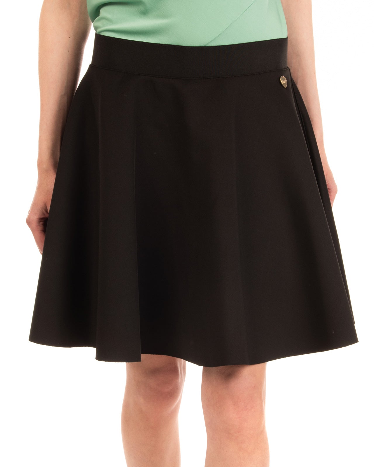 PAOLA T. Mini Flare Skirt One Size Unlined Elasticated Waist Logo Made in Italy gallery main photo