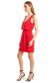RRP €230 MANGANO Blouson Dress Size 46 Red Crossover Straps V Neck Made in Italy gallery photo number 3