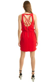 RRP €230 MANGANO Blouson Dress Size 46 Red Crossover Straps V Neck Made in Italy gallery photo number 4