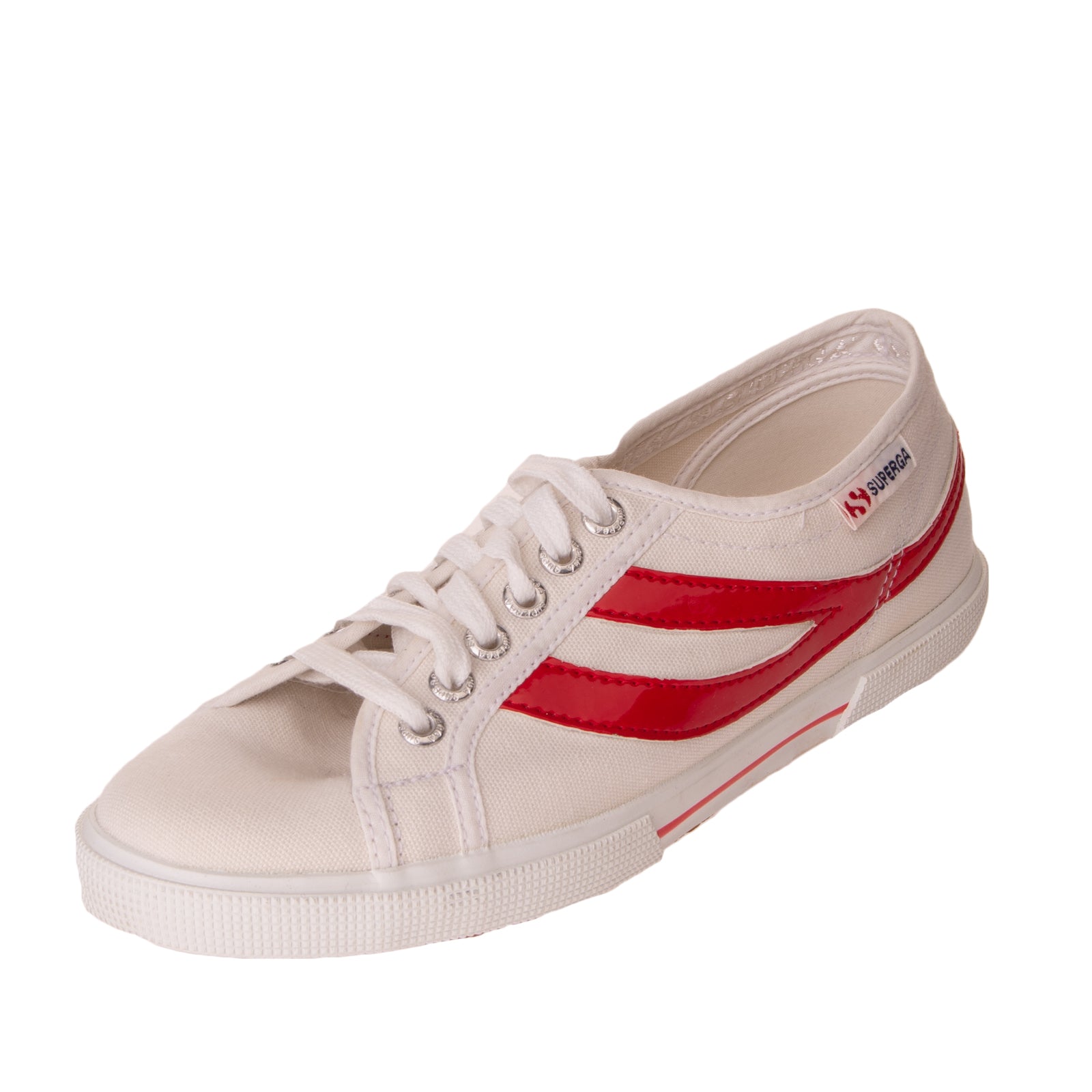 SUPERGA Canvas Sneakers Size 36 UK 3.5 US 6 Two Tone Varnished Effect Trim gallery main photo