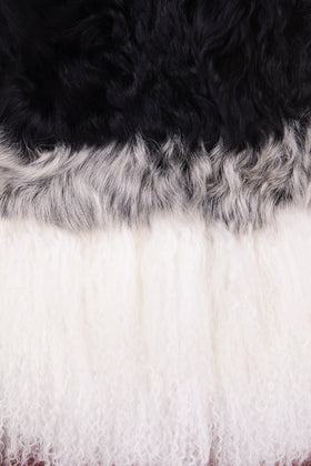 RRP €1595 ASHLEY B. Leather & Lamb Fur Coat Size L Colour Block gallery photo number 5